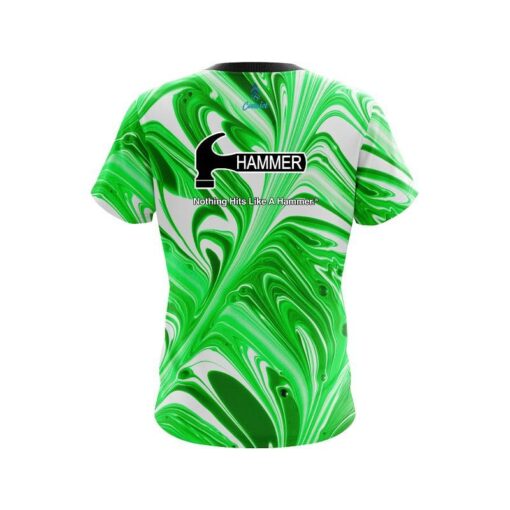 Hammer Green And White Liquid Swirls CoolWick Bowling Jersey - Image 2