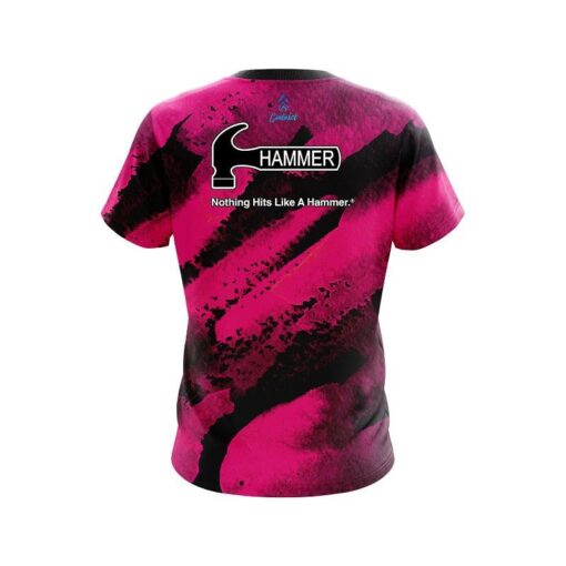 Hammer Solid Pink Grunge CoolWick Bowling Jersey - Image 2