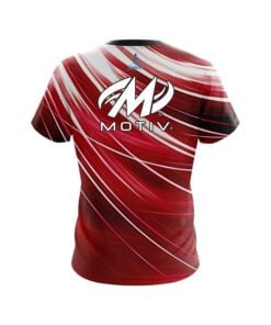 Alternative view of Motiv Deep Red Stripes CoolWick Bowling Jersey