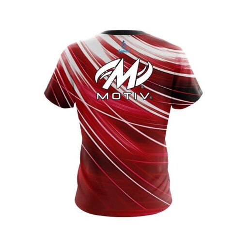 Motiv Deep Red Stripes CoolWick Bowling Jersey - Image 2