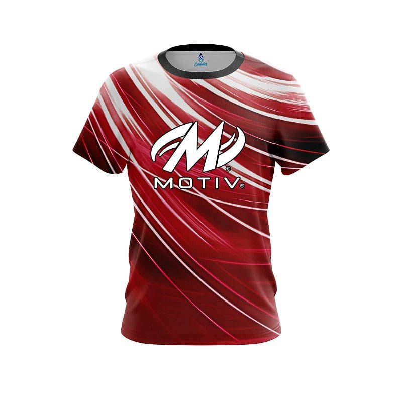 Motiv Deep Red Stripes CoolWick Bowling Jersey