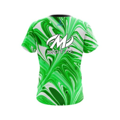 Motiv Green And White Liquid Swirls CoolWick Bowling Jersey - Image 2