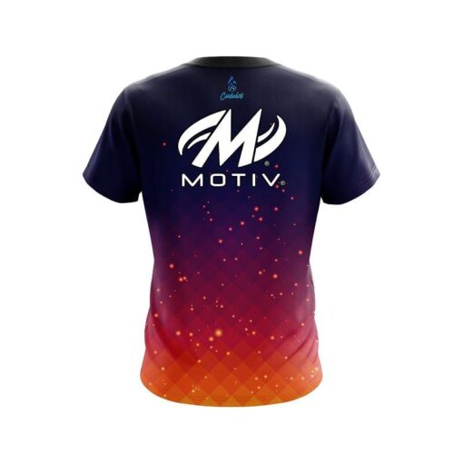 Motiv Orange And Pink Fire Sparks CoolWick Bowling Jersey - Image 2