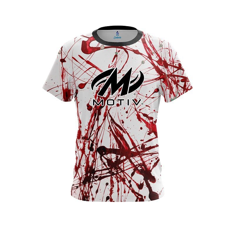 Motiv Red Paint Splash CoolWick Bowling Jersey