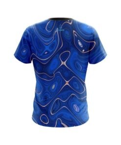 Alternative view of Plain Psychedelic Blue Flow CoolWick Bowling Jersey