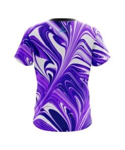 Alternative view of Plain Purple And White Liquid Swirls CoolWick Bowling Jersey