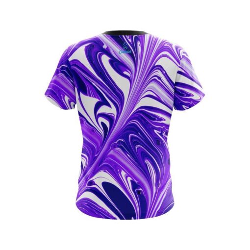 Plain Purple And White Liquid Swirls CoolWick Bowling Jersey - Image 2