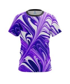 Plain Purple And White Liquid Swirls CoolWick Bowling Jersey