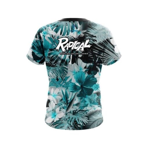 Radical Aqua Tropical Leafs Effect CoolWick Bowling Jersey - Image 2