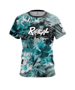 Radical Aqua Tropical Leafs Effect CoolWick Bowling Jersey