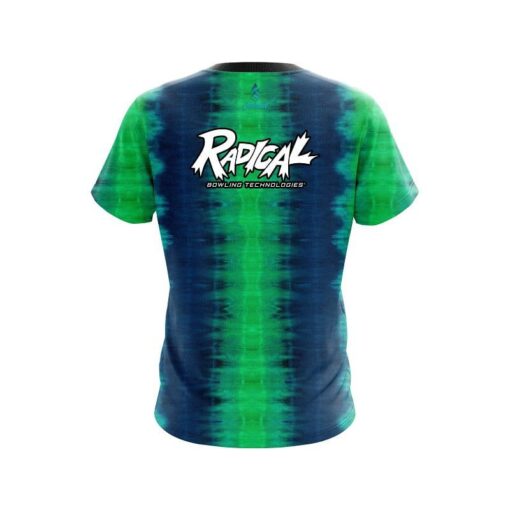 Radical Blue And Green Tie Dye CoolWick Bowling Jersey - Image 2