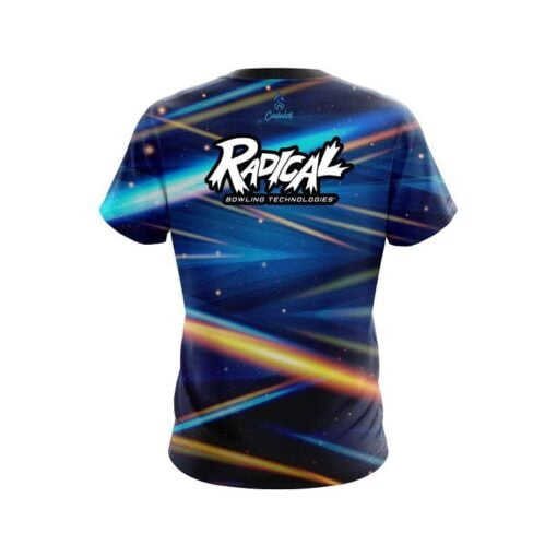 Radical Blue Futuristic Rays CoolWick Bowling Jersey - Image 2