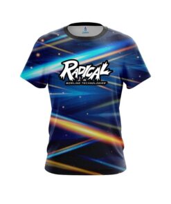 Radical Blue Futuristic Rays CoolWick Bowling Jersey