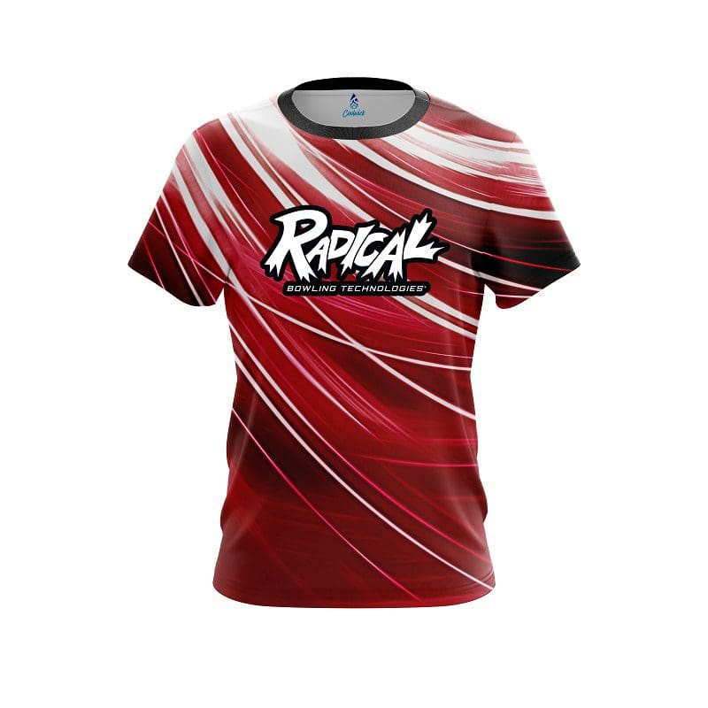 Radical Deep Red Stripes CoolWick Bowling Jersey