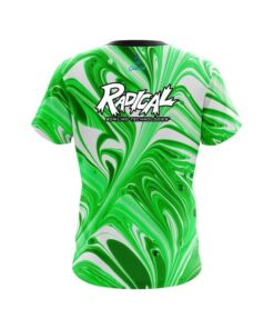 Alternative view of Radical Green And White Liquid Swirls CoolWick Bowling Jersey
