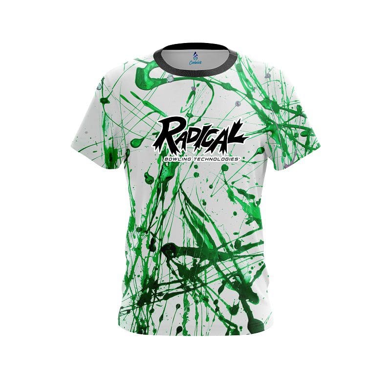 Radical Green Paint Splash CoolWick Bowling Jersey