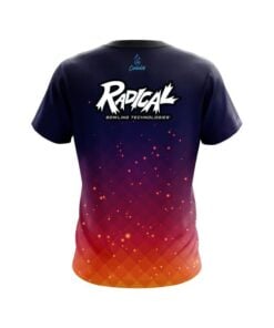 Alternative view of Radical Orange And Pink Fire Sparks CoolWick Bowling Jersey