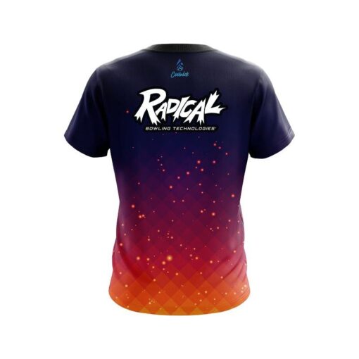 Radical Orange And Pink Fire Sparks CoolWick Bowling Jersey - Image 2
