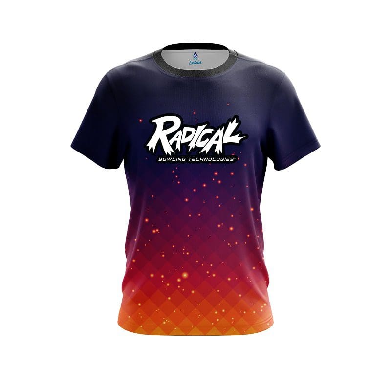 Radical Orange And Pink Fire Sparks CoolWick Bowling Jersey