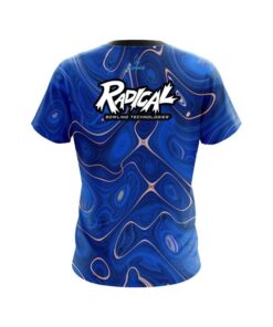 Alternative view of Radical Psychedelic Blue Flow CoolWick Bowling Jersey