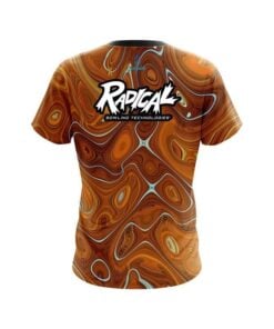 Alternative view of Radical Psychedelic Orange Flow CoolWick Bowling Jersey