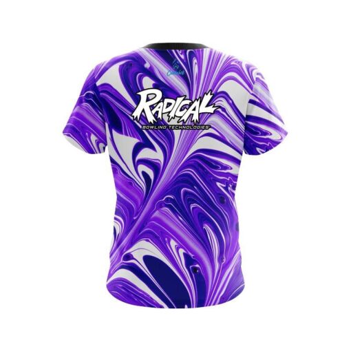 Radical Purple And White Liquid Swirls CoolWick Bowling Jersey - Image 2