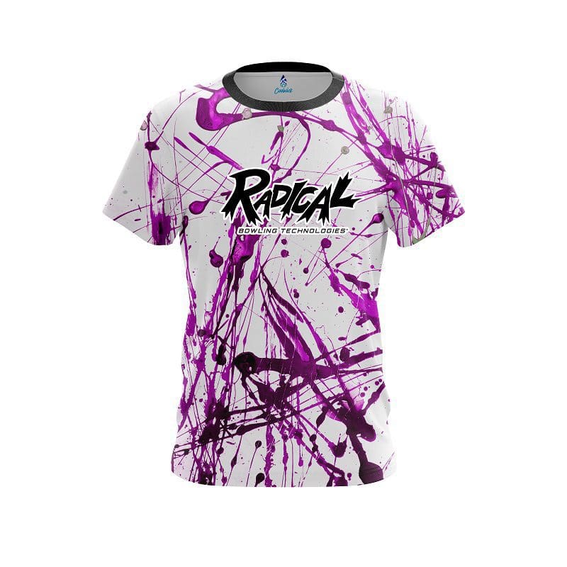 Radical Purple Paint Splash CoolWick Bowling Jersey