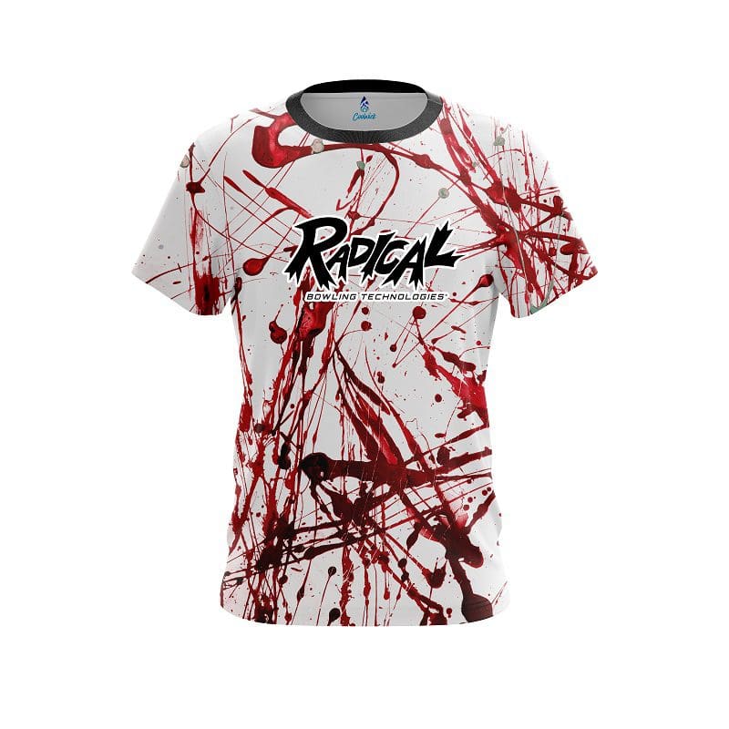 Radical Red Paint Splash CoolWick Bowling Jersey