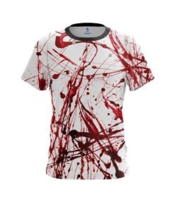 Plain Red Paint Splash CoolWick Bowling Jersey