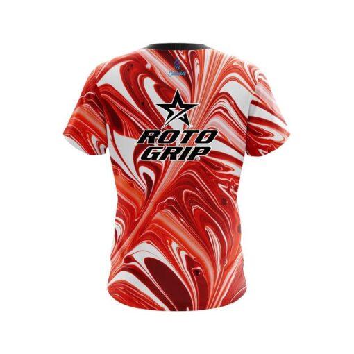 Roto Grip Deep Red And White Liquid Swirls CoolWick Bowling Jersey - Image 2