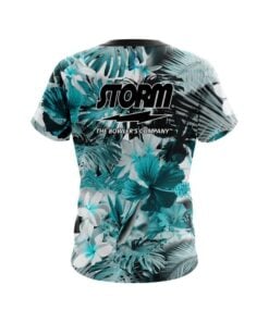 Alternative view of Storm Aqua Tropical Leafs Effect CoolWick Bowling Jersey