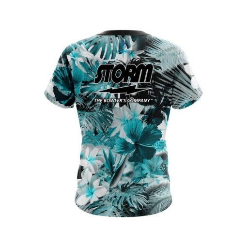 Storm Aqua Tropical Leafs Effect CoolWick Bowling Jersey - Image 2