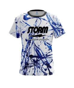 Storm Blue Paint Splash CoolWick Bowling Jersey