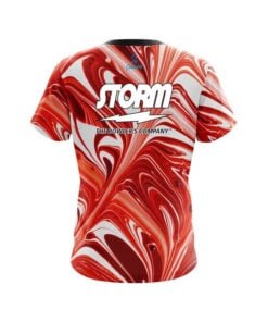 Alternative view of Storm Deep Red And White Liquid Swirls CoolWick Bowling Jersey