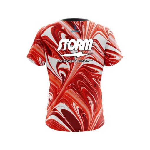 Storm Deep Red And White Liquid Swirls CoolWick Bowling Jersey - Image 2