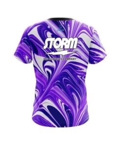 Alternative view of Storm Purple And White Liquid Swirls CoolWick Bowling Jersey