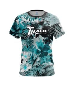 Track Aqua Tropical Leafs Effect CoolWick Bowling Jersey