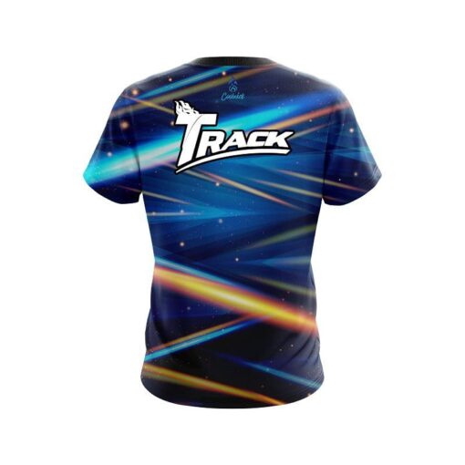 Track Blue Futuristic Rays CoolWick Bowling Jersey - Image 2