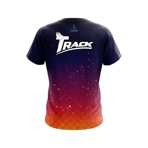 Track Orange And Pink Fire Sparks CoolWick Bowling Jersey - Image 2