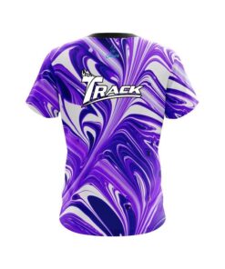 Alternative view of Track Purple And White Liquid Swirls CoolWick Bowling Jersey