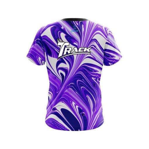 Track Purple And White Liquid Swirls CoolWick Bowling Jersey - Image 2