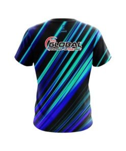 Alternative view of 900 Global Blue And Green Digital Stripe CoolWick Bowling Jersey