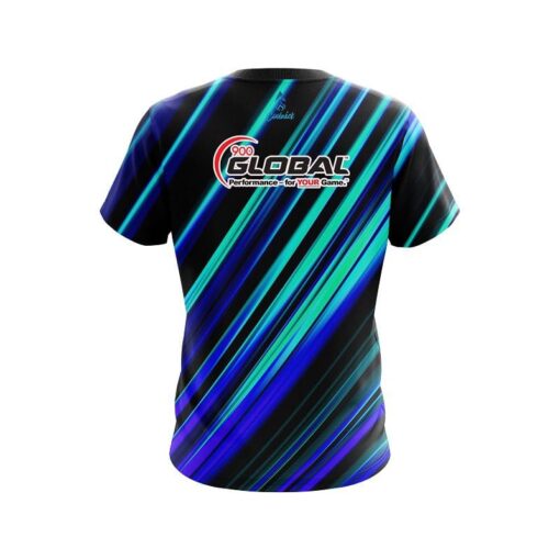 900 Global Blue And Green Digital Stripe CoolWick Bowling Jersey - Image 2