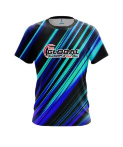 900 Global Blue And Green Digital Stripe CoolWick Bowling Jersey
