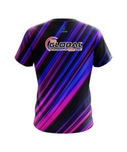 Alternative view of 900 Global Blue And Pink Digital Stripe CoolWick Bowling Jersey