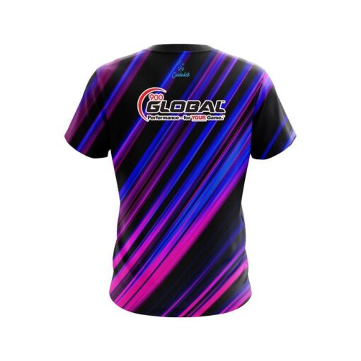900 Global Blue And Pink Digital Stripe CoolWick Bowling Jersey - Image 2
