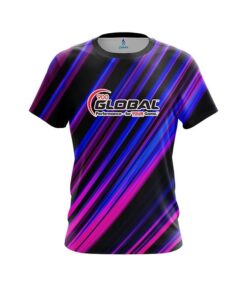 900 Global Blue And Pink Digital Stripe CoolWick Bowling Jersey