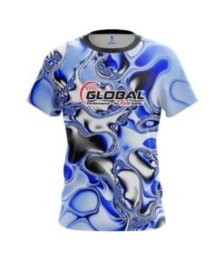 900 Global Blue And White Liquid Canvas CoolWick Bowling Jersey