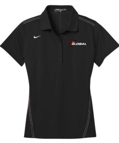 900 Global Flat Black Nike Ladies Coolwick Embroidery Dri-Fit Sport Swoosh Pique Polo