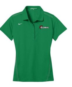900 Global Lucky Green Nike Ladies Coolwick Embroidery Dri-Fit Sport Swoosh Pique Polo